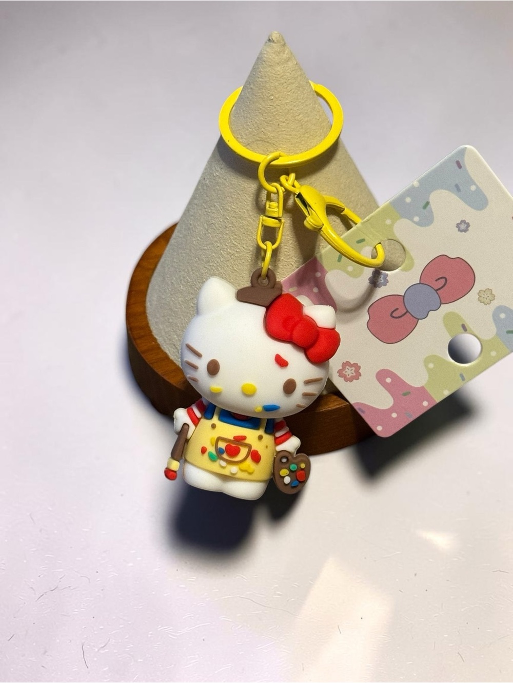 Hello Kitty Yellow Artist Keychain Charm -NWT